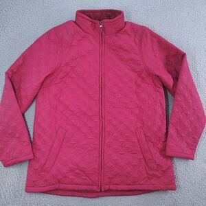 Berne Jacket Womens Large Pink Pomegranite Geometric Quilted Fleece Lined Long